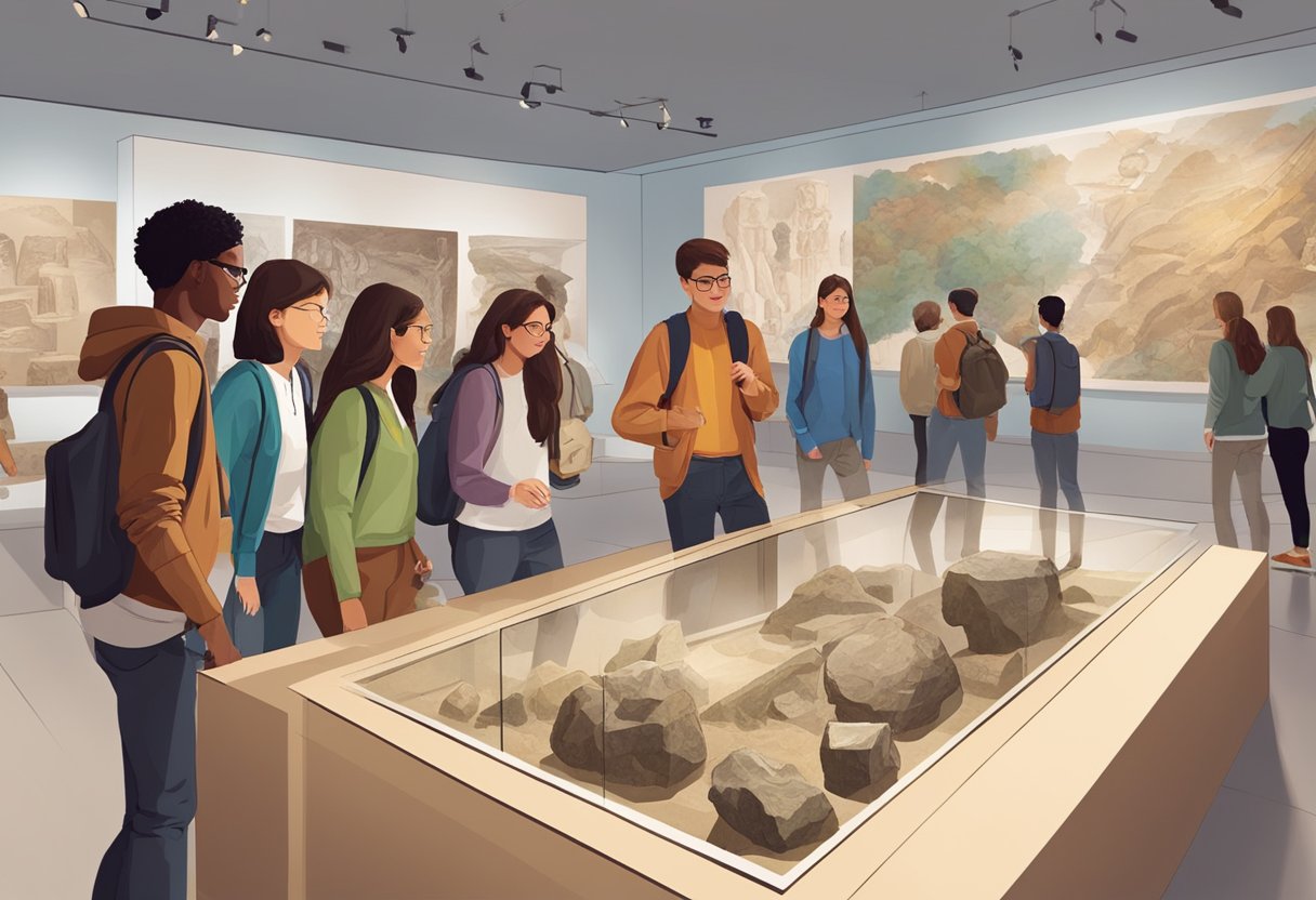 Exploring New Trends in Ancient History Education: Fresh Approaches for Modern Classrooms Ancient history LearningMole Ancient History Education: A group of students engage with interactive displays of ancient artifacts in a modern museum exhibit