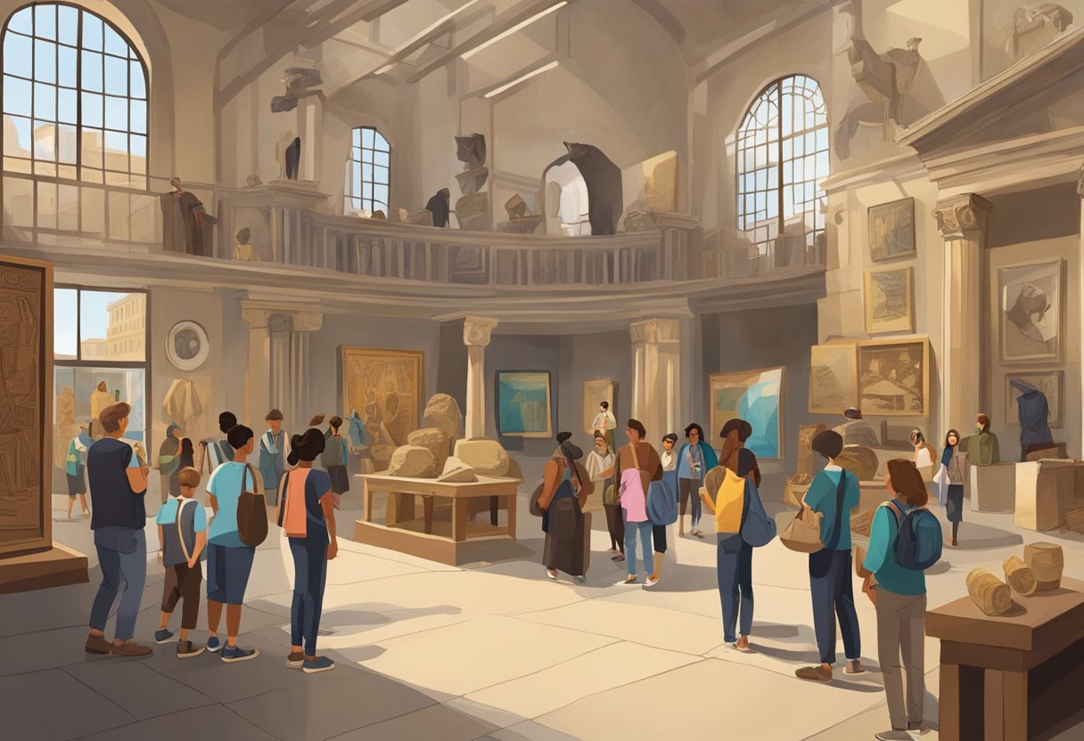 Exploring New Trends in Ancient History Education: Fresh Approaches for Modern Classrooms Ancient history LearningMole Ancient History Education: A group of students and teachers gather in a museum, surrounded by ancient artifacts and historical displays. They discuss new methods for educating and preserving heritage