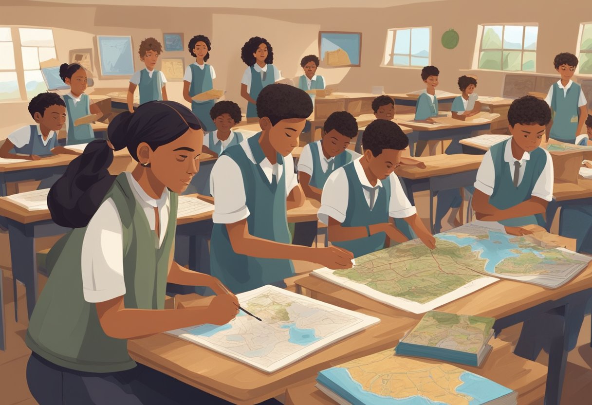 Ancient History Projects in Schools: Successful Case Studies Ancient History,Ancient Egypt,History LearningMole Ancient History Projects: Students in a classroom, creating dioramas and posters of ancient civilizations. Maps, artifacts, and books on desks. Teacher at the front, guiding the projects