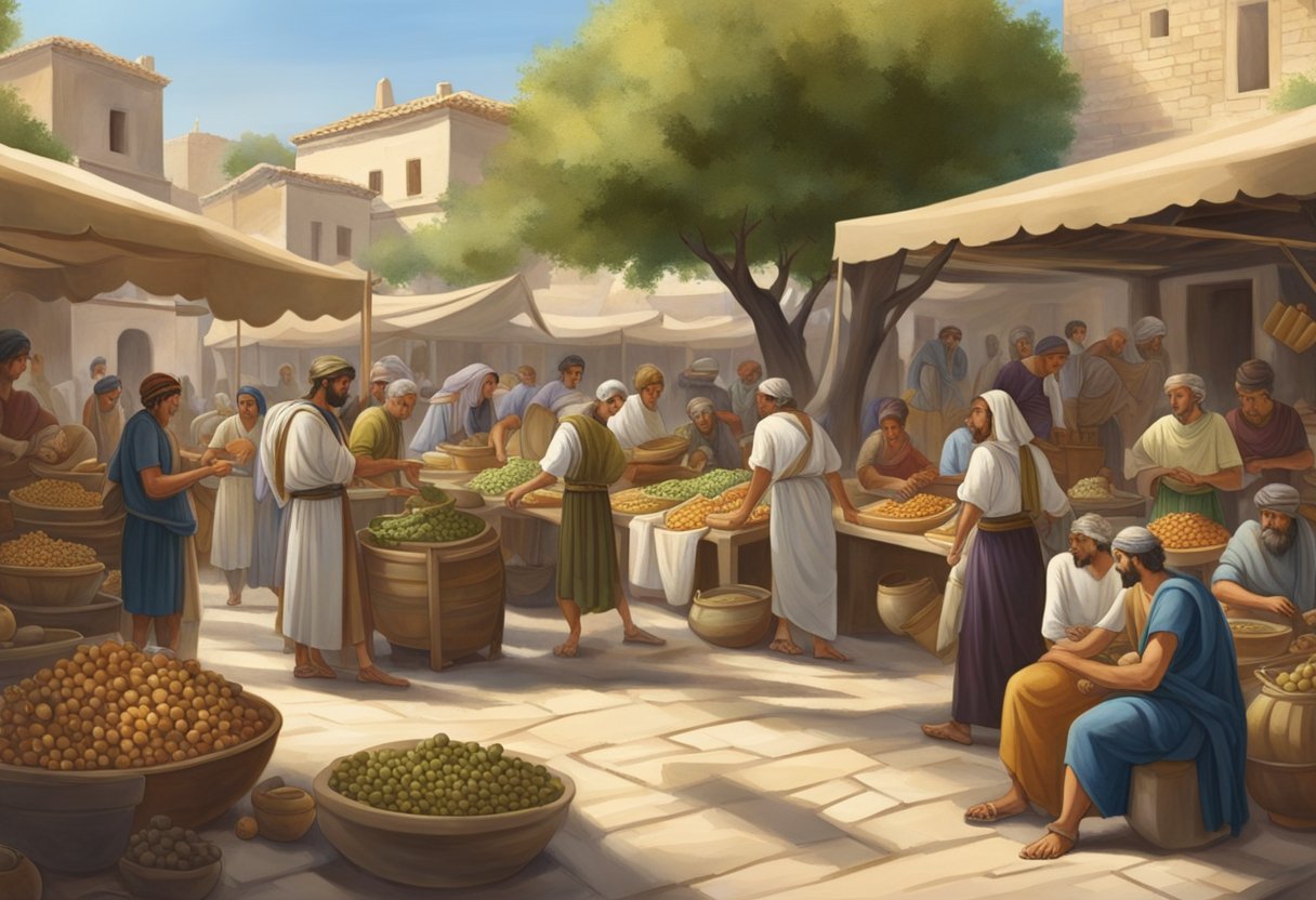 Ancient History Projects in Schools: Successful Case Studies Ancient History,Ancient Egypt,History LearningMole Ancient History Projects: A bustling marketplace in Ancient Greece, with merchants selling pottery, fruits, and textiles, while philosophers engage in lively debates under the shade of olive trees