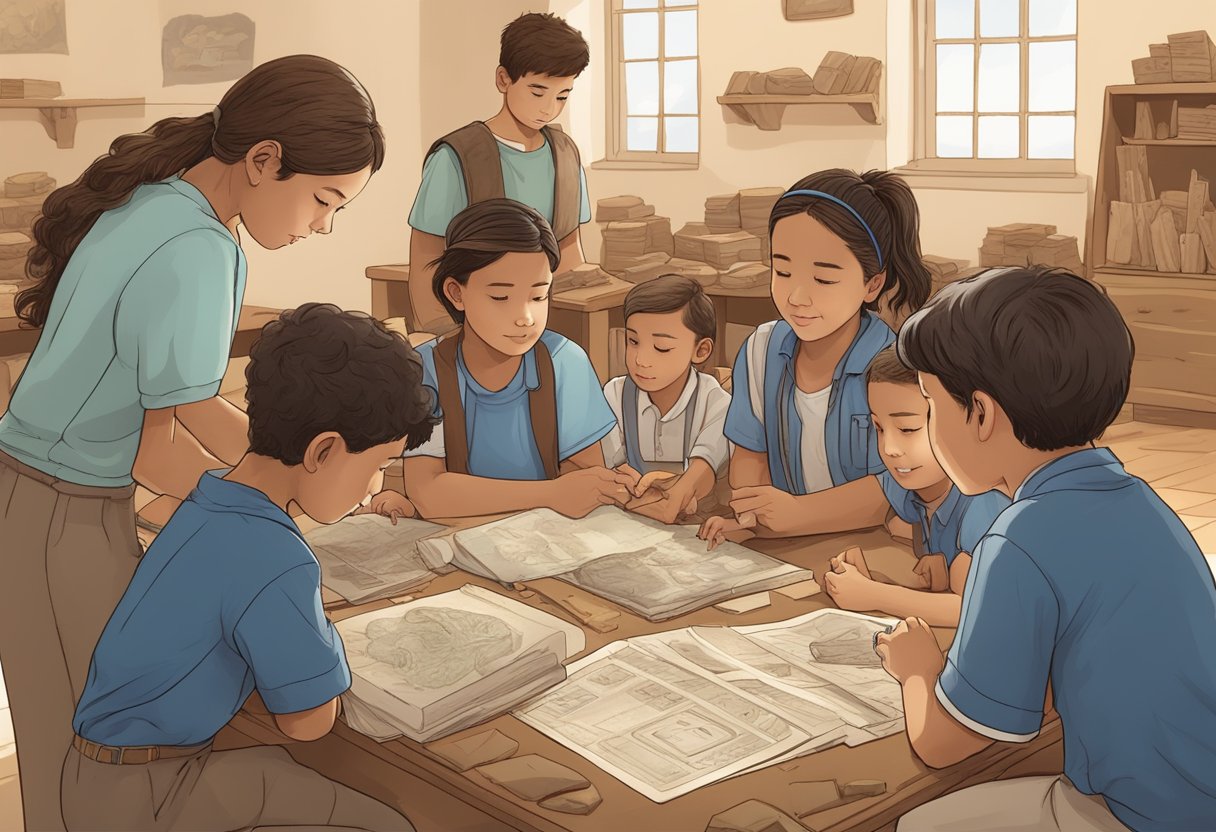 Ancient History Projects in Schools: Successful Case Studies Ancient History,Ancient Egypt,History LearningMole Ancient History Projects: A group of students engage in hands-on activities, exploring ancient artifacts and documents, while a teacher guides the lesson