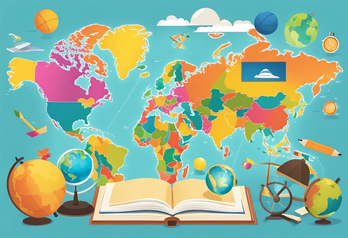 Interactive Geography Resources: Engaging Young Learners with Hands-on Activities Geography resources,geography LearningMole Geography Resources: A colorful map surrounded by globes, books, and educational tools