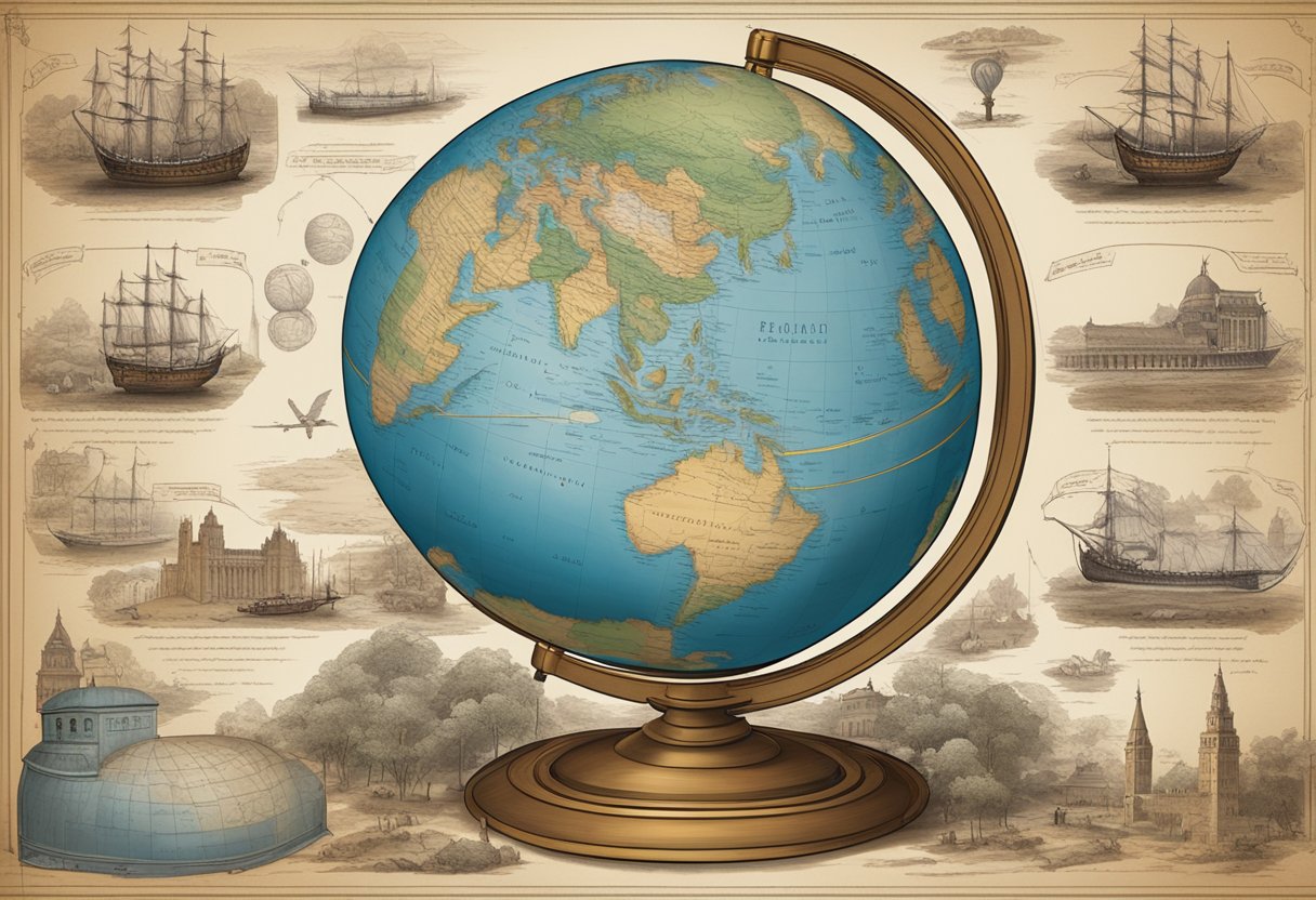 Interactive Geography Resources: Engaging Young Learners with Hands-on Activities Geography resources,geography LearningMole Geography Resources: A globe surrounded by historical artifacts and maps, with interactive elements for young learners to engage with