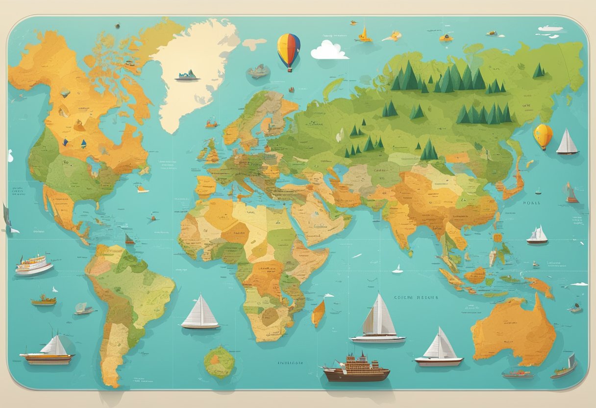 Interactive Geography Resources: Engaging Young Learners with Hands-on Activities Geography resources,geography LearningMole A colorful map of the world with interactive elements such as pull-out tabs, spinning dials, and pop-up landmarks