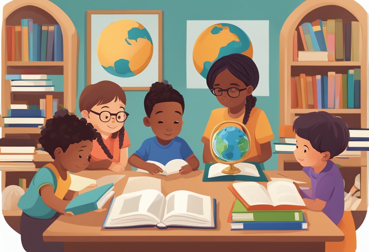 Comprehensive Guide to Cultural Studies for Primary Students cultural studies,primary students LearningMole A diverse group of children engaged in various cultural activities, surrounded by books, globes, and educational materials