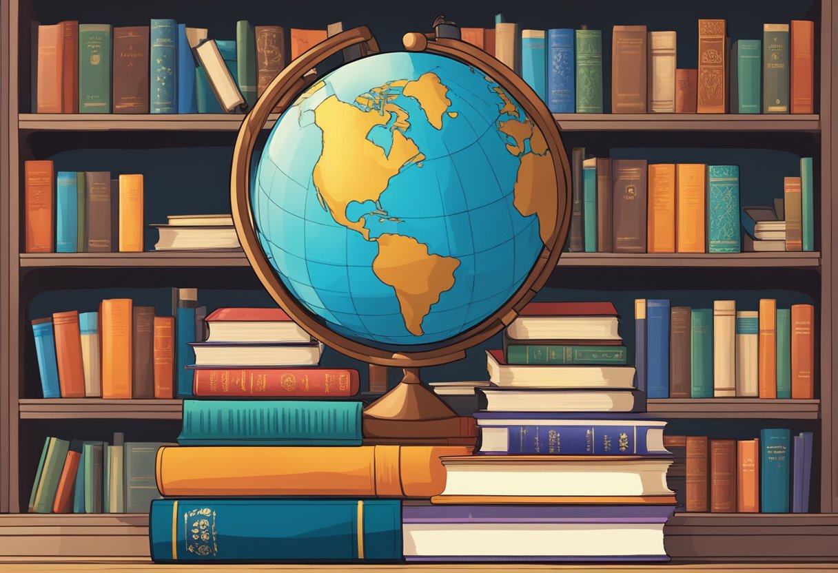 Comprehensive Guide to Cultural Studies for Primary Students cultural studies,primary students LearningMole A diverse collection of books, representing various cultures, languages, and literary genres, arranged on a shelf with a globe and a stack of papers nearby