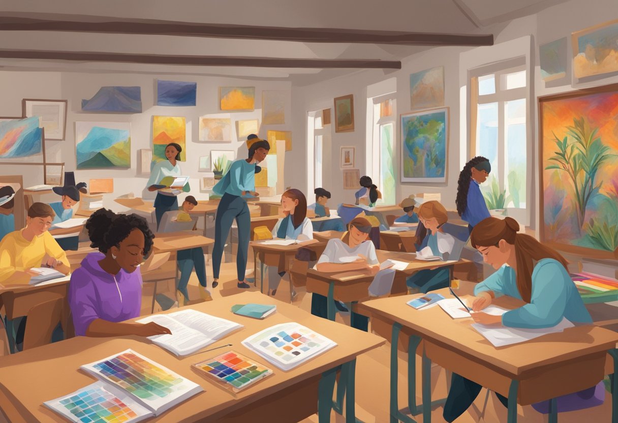 Case Studies: Successful Art History Projects in Schools art history project,school LearningMole A classroom with students engaged in art history projects, surrounded by colorful artwork and reference materials