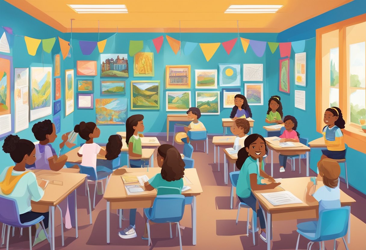 Case Studies: Successful Art History Projects in Schools art history project,school LearningMole A classroom filled with students exploring art history through interactive projects and engaging discussions. Bright colors and creative displays adorn the walls, showcasing the successful integration of arts education in the school curriculum