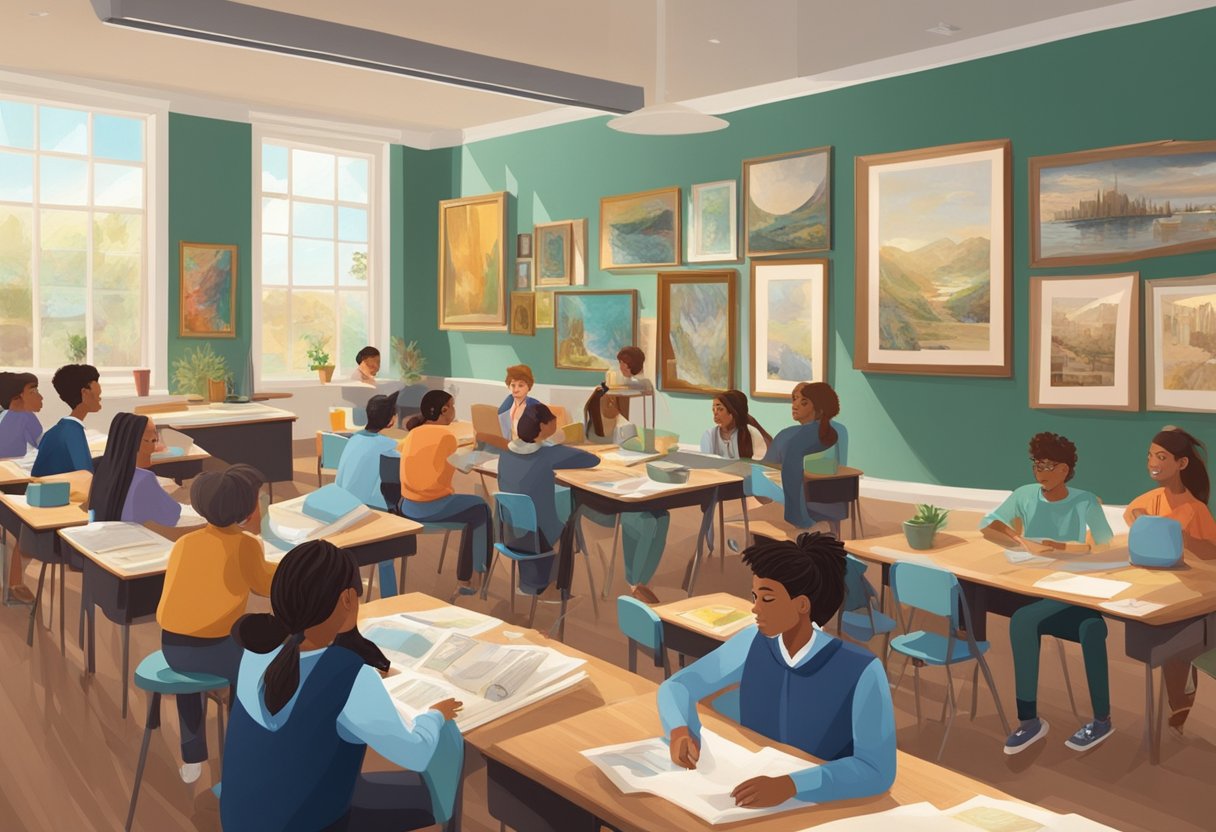 Case Studies: Successful Art History Projects in Schools art history project,school LearningMole A classroom setting with students engaged in various art history projects, surrounded by artwork and educational materials