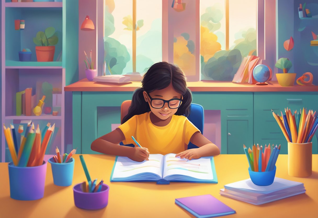 Supporting Children with AI Homework Help: Enhancing Learning at Home ai homework,Homework,AI Tool LearningMole AI Homework Help: A child using AI tools to complete homework in a colorful, interactive learning environment