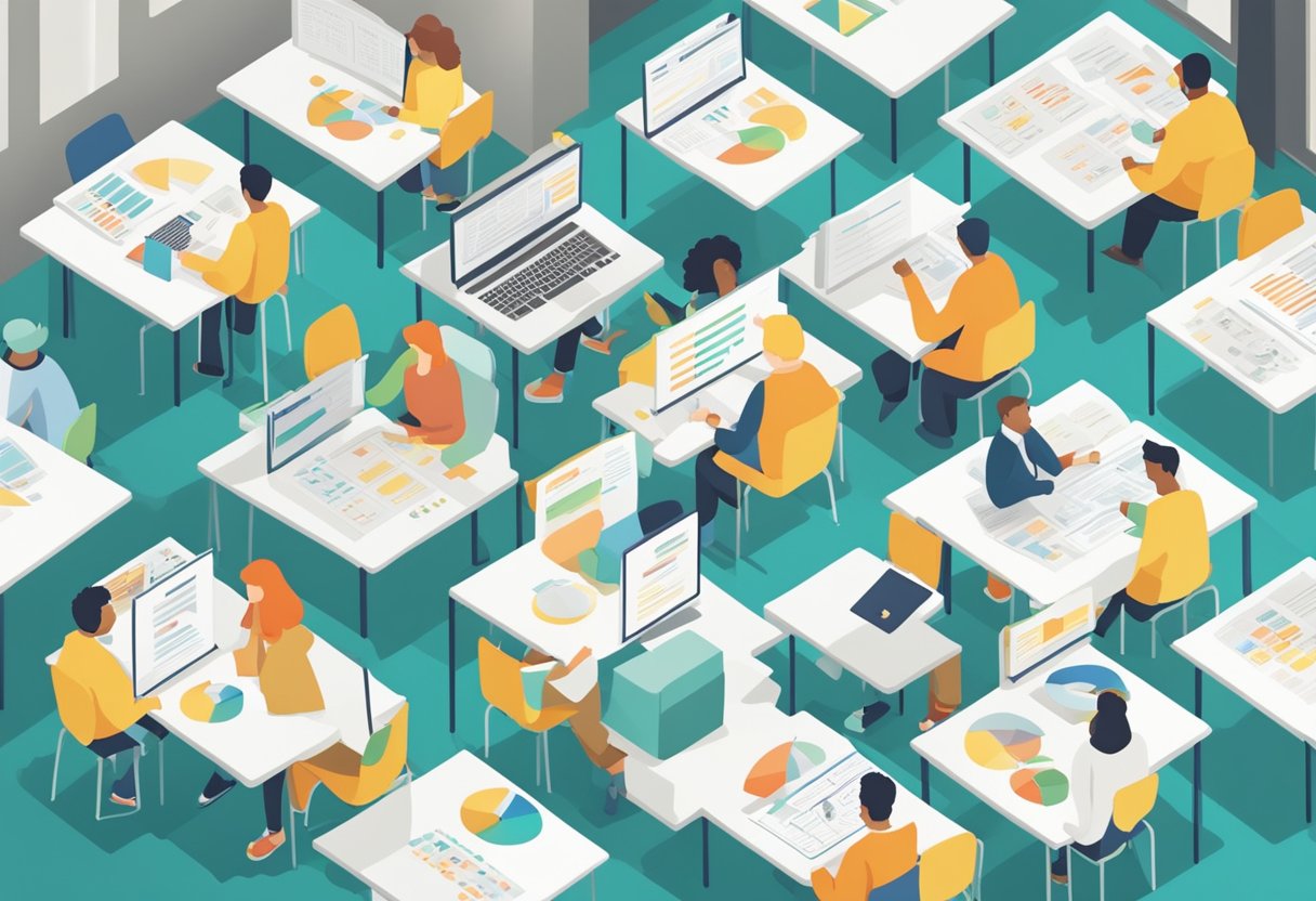 Statistics Showing the Benefits of Small Class Sizes: Improved Learning Outcomes Class Sizes LearningMole A chart displaying data on the benefits of small class sizes, surrounded by question marks and statistics