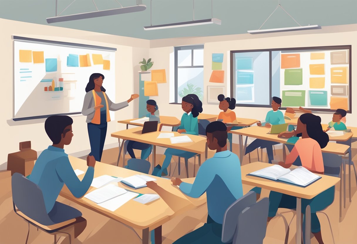 Importance of Teacher-Student Relationships: 15 Statistics on Educational Success teacher-student relationship LearningMole A classroom setting with a teacher-students relationship in various activities, such as group discussions, one-on-one interactions, and collaborative projects