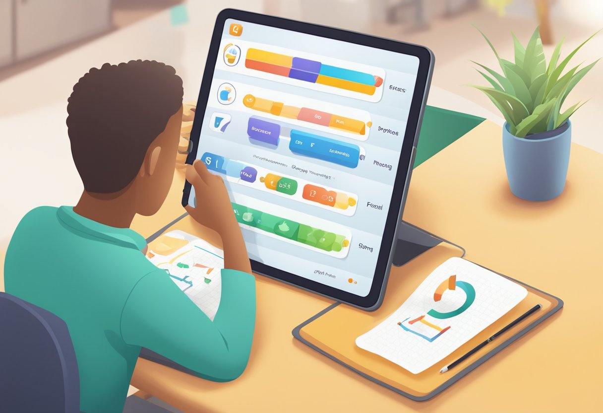 AI-Enhanced Phonics Learning: 12 Tools and Techniques for Modern Classrooms Phonics Learning,classroom,tech LearningMole An AI-enhanced phonics learning app displays progress bars and feedback icons on a tablet screen