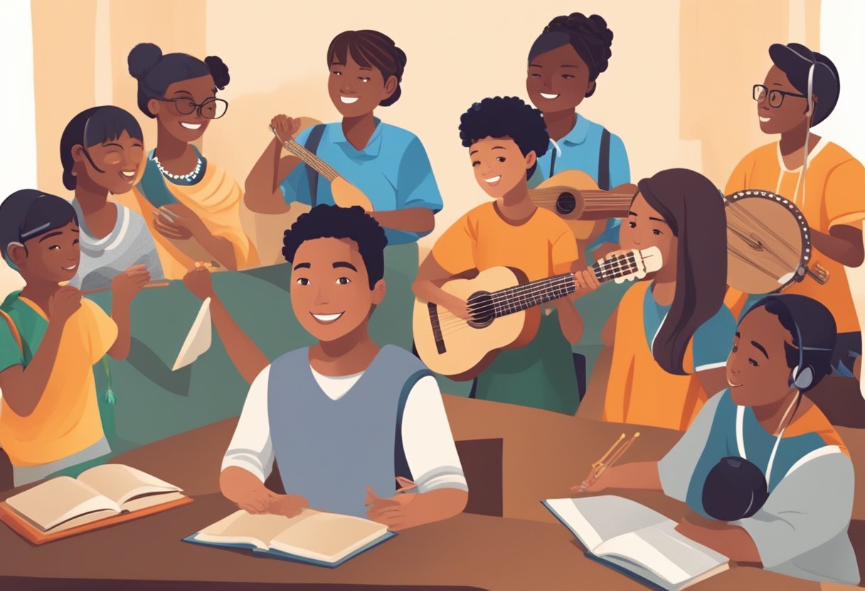 Cultural Diversity in Education: 15 Key Stats and the Vital Role in Student Success cultural diversity LearningMole A diverse group of students from different cultural backgrounds engaging in various educational activities, such as learning languages, sharing traditional music and dance, and participating in global awareness projects