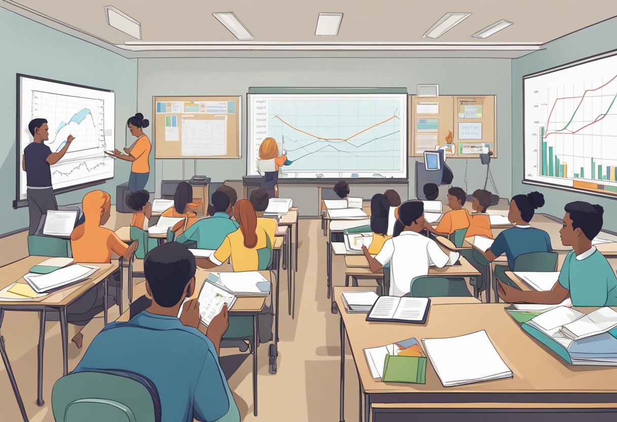 Case Studies: Successful Statistics and Probability Projects in Schools - Inspiring Real-World Maths Success Stories Statistics and Probability,Statistics LearningMole A classroom with students working on statistics and probability projects, using graphs, charts, and calculators