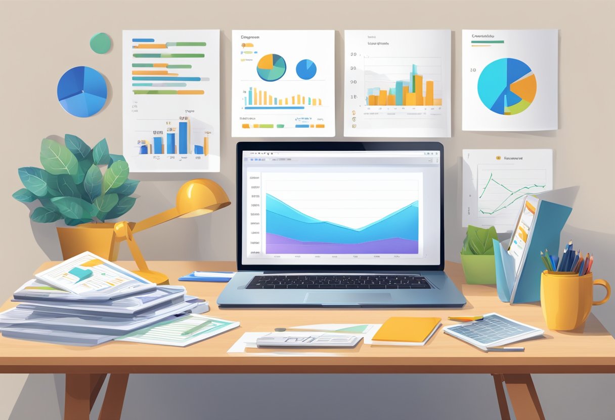 Assessment and Progress Tracking in Financial Literacy: Simple Ways to Measure Your Money Skills Financial Literacy,Assessment LearningMole Financial Literacy: A desk with a laptop, financial charts, and a notebook. A person tracking progress in financial literacy