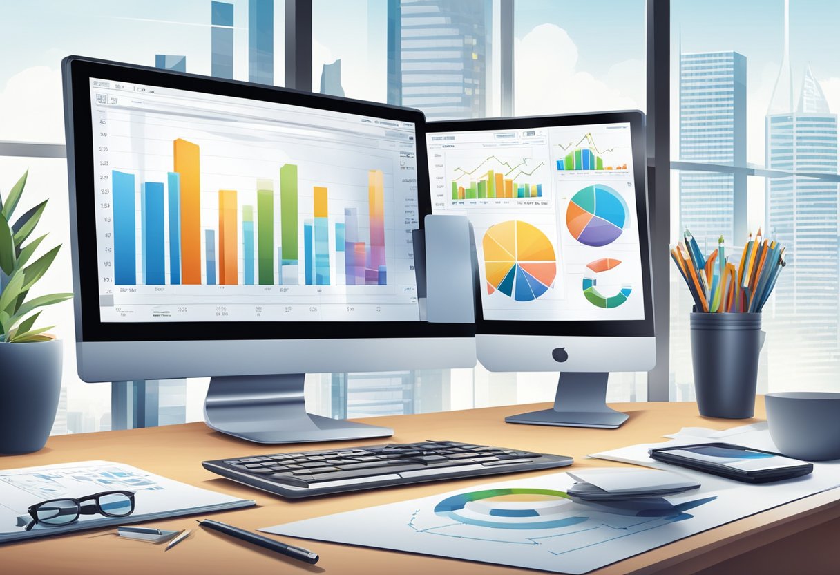 Assessment and Progress Tracking in Financial Literacy: Simple Ways to Measure Your Money Skills Financial Literacy,Assessment LearningMole Financial Literacy: A modern office desk with a computer, tablet, and smartphone surrounded by financial charts and graphs