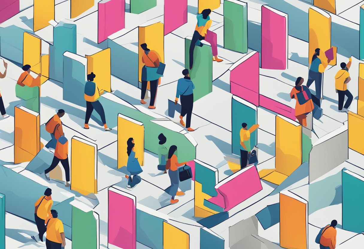 Assessment and Progress Tracking in Financial Literacy: Simple Ways to Measure Your Money Skills Financial Literacy,Assessment LearningMole A diverse group of abstract barriers being broken down, with a clear path towards financial literacy assessment and progress tracking emerging