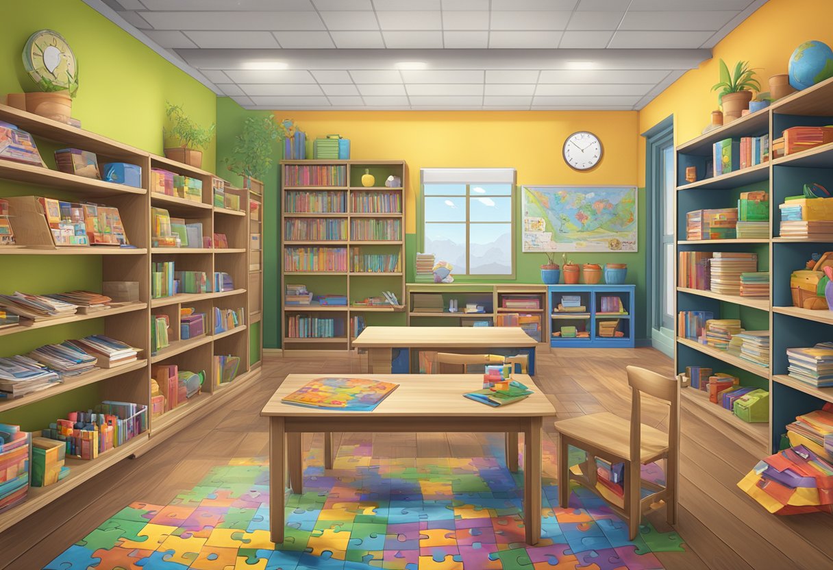Assessment and Progress Tracking in Puzzles & Games: Empowering Your Gaming Journey Puzzles and games,Puzzle LearningMole A variety of puzzles and games scattered across a classroom, with a mix of traditional and digital options, displayed on shelves and tables