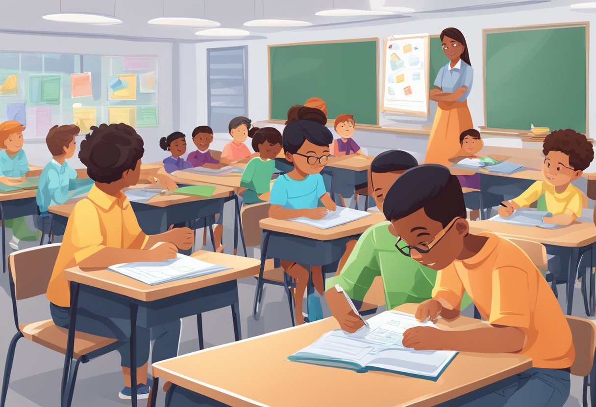 Real-Life Applications of Financial Literacy in Primary Education financial literacy,education LearningMole A classroom setting with young students engaged in hands-on activities, such as budgeting games and financial decision-making simulations, under the guidance of a teacher