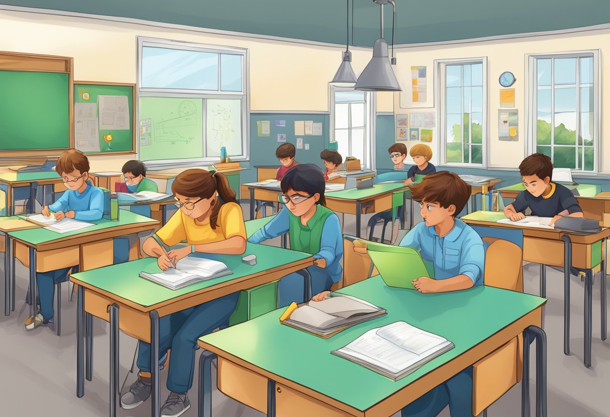 A classroom with students conducting hands-on physics experiments