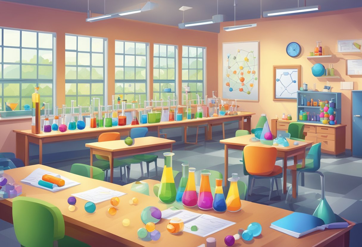 A chemistry classroom with colorful interactive resources and engaging activities