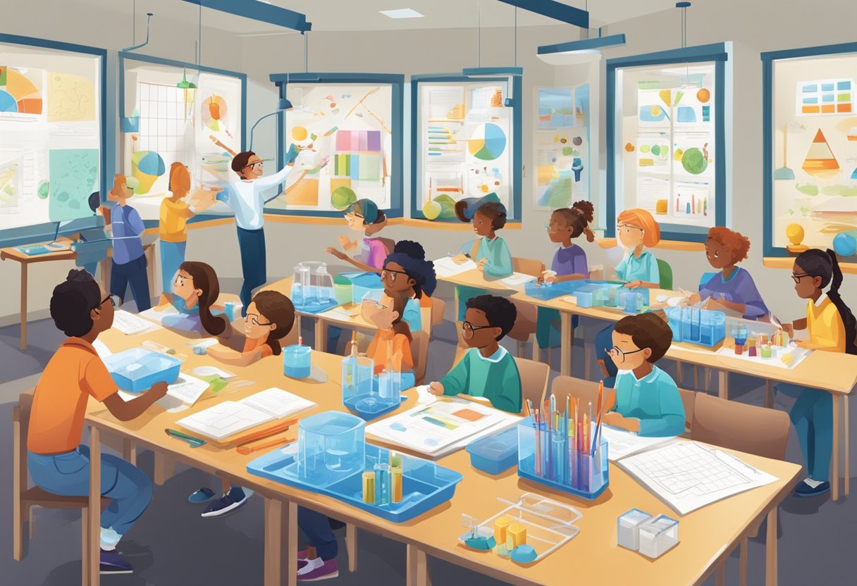 Case Studies: Successful General Science Projects in Schools Across the UK Science Project,Science LearningMole Science Projects: A classroom setting with students engaged in hands-on science experiments, surrounded by charts, graphs, and scientific equipment