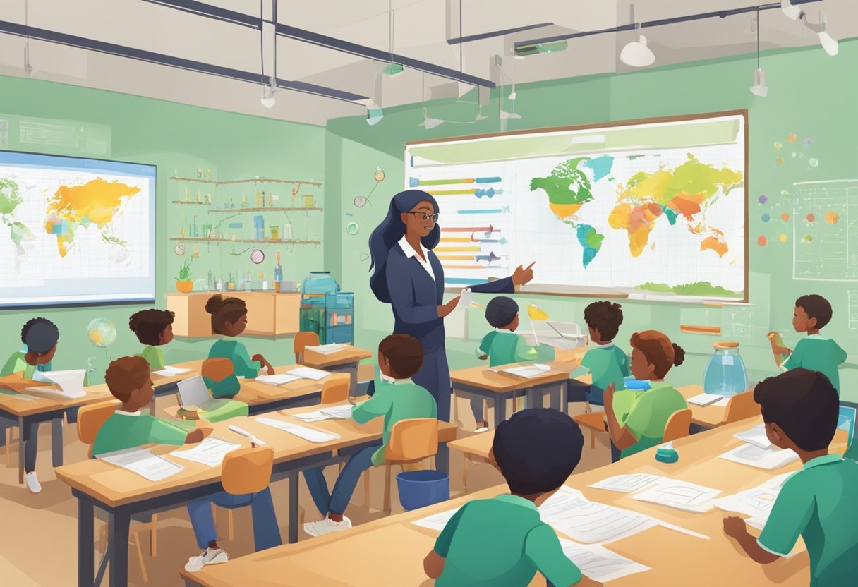 Case Studies: Successful General Science Projects in Schools Across the UK Science Project,Science LearningMole Science Projects: A classroom with students conducting experiments, charts and graphs on the walls, and a teacher guiding the students through a science project