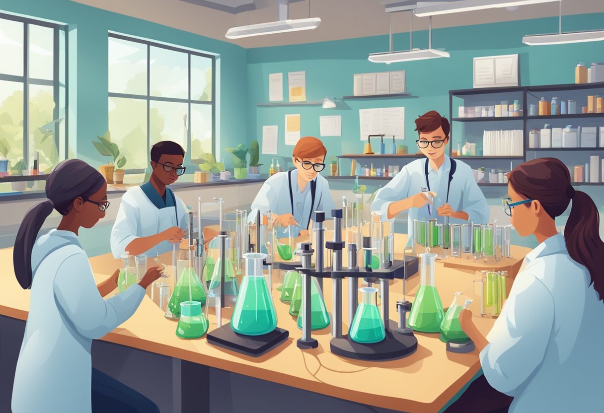 Case Studies: Successful General Science Projects in Schools Across the UK Science Project,Science LearningMole Science Projects: A group of students conducting experiments in a classroom, surrounded by beakers, test tubes, and scientific equipment