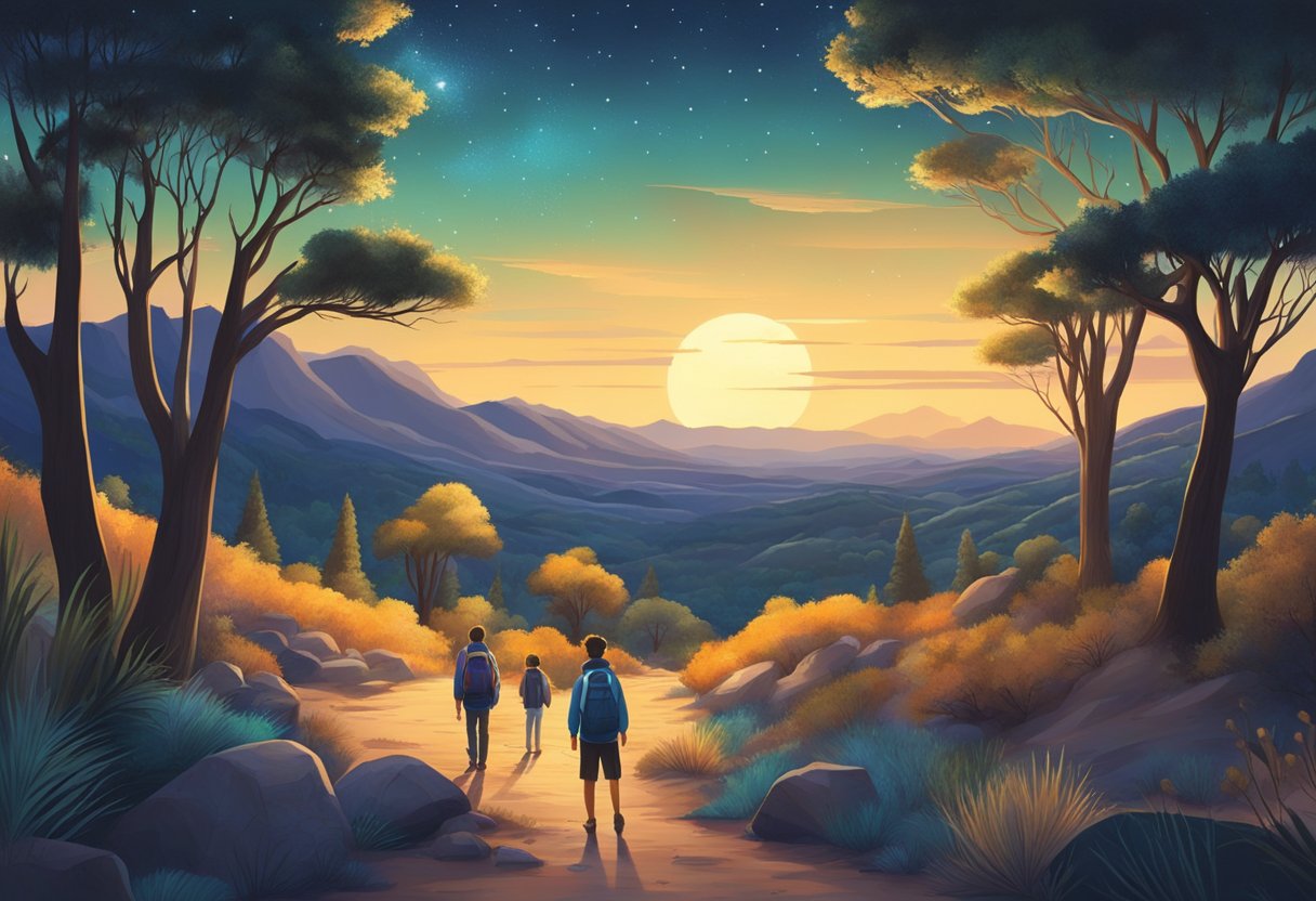 Exploring New Trends in Earth and Space Education: Innovative Ways to Inspire Young Minds Earth and Space,earth,space science LearningMole Earth and Space: A group of students and teachers explore a diverse range of landscapes, from lush forests to barren deserts, under a starry night sky