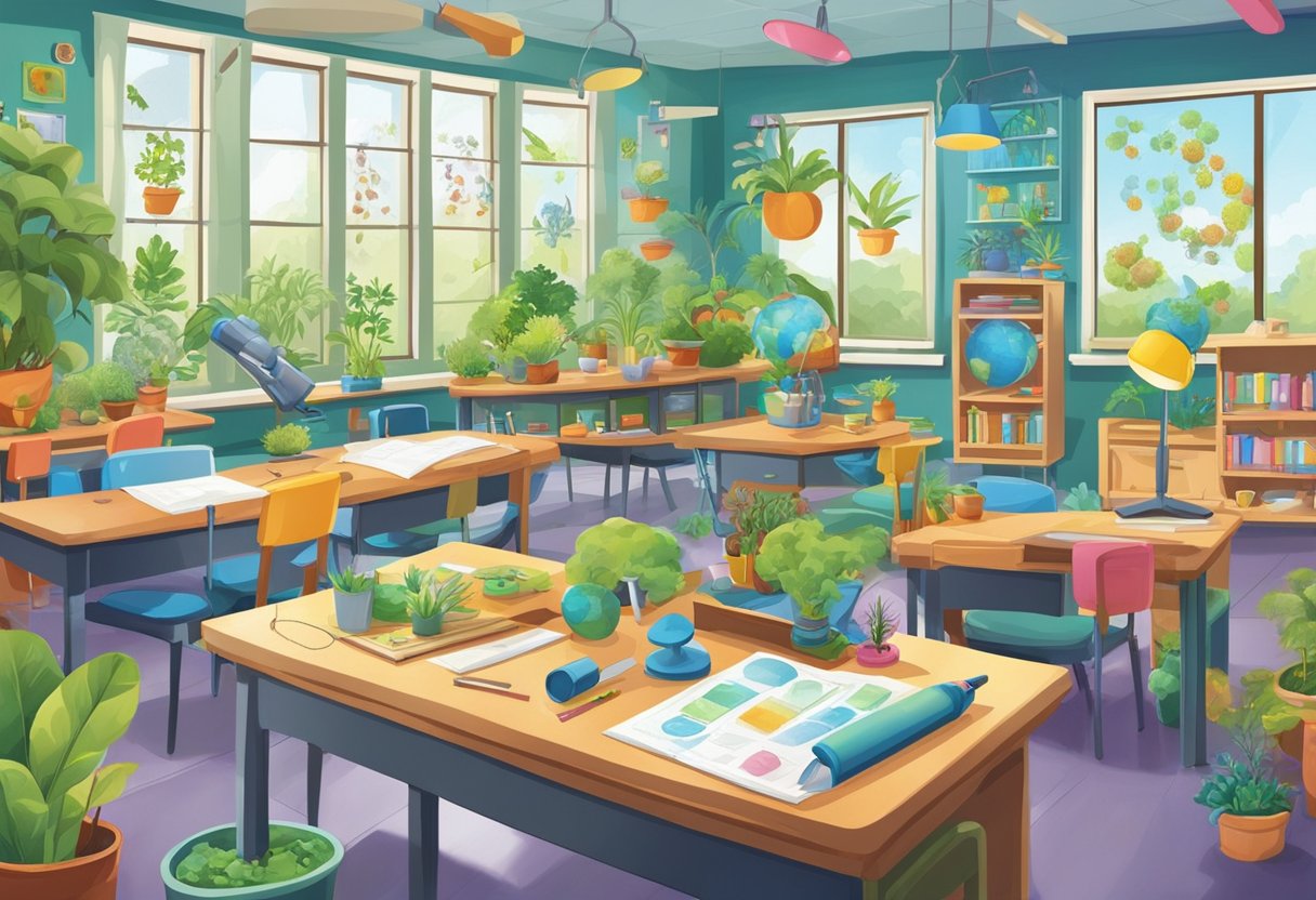 Comprehensive Guide to Biology for Primary Students: Exploring the Wonders of Life Science Together biology,Animals LearningMole biology: A colorful classroom with charts, models, and microscopes. Plants, animals, and cells are depicted in detail for young students to learn from