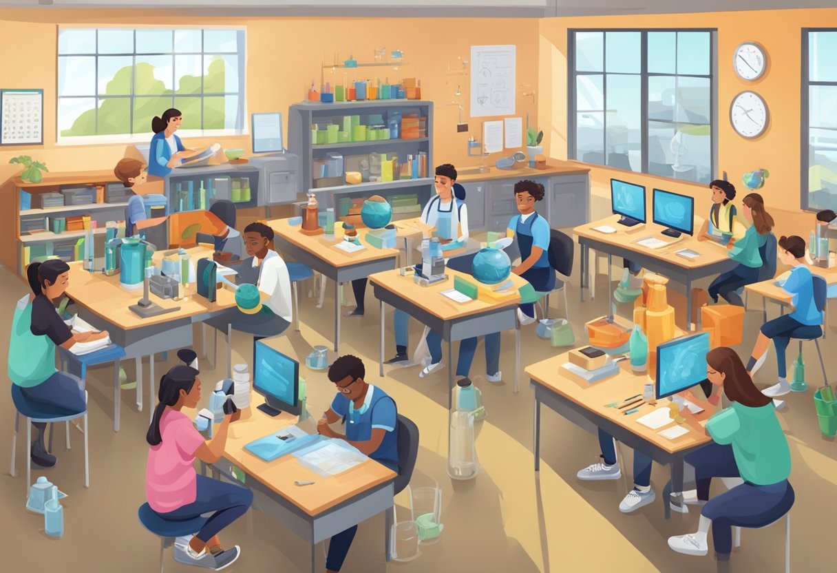 Case Studies: Successful Chemistry Projects in Schools - Inspiring Young Scientists Through Hands-on Learning Chemistry project,Chemistry education,green chemistry LearningMole Chemistry project: A classroom setting with students working on chemistry projects alongside materials and equipment from other disciplines, such as biology, physics, and engineering