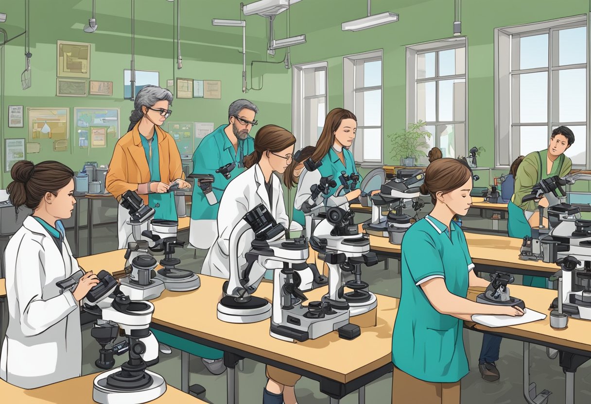 Case Studies: Successful Biology Projects in Schools - Inspiring Young Scientists Across the UK Biology project,biology LearningMole Biology project: A classroom setting with students conducting biology experiments, using microscopes and lab equipment, with teachers overseeing the projects