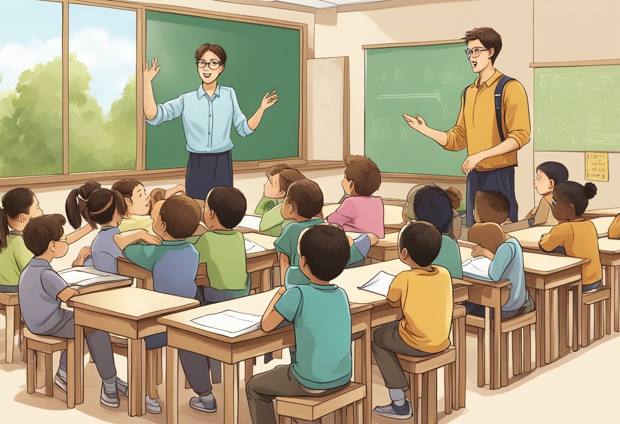 Advanced Human Body & Animals Techniques for Upper Primary Classes: Fun Learning Activities for Young Scientists Human Body,Animal,upper primary LearningMole Human Body: A group of curious upper primary students surround a teacher, eagerly asking questions about advanced human body and animal techniques