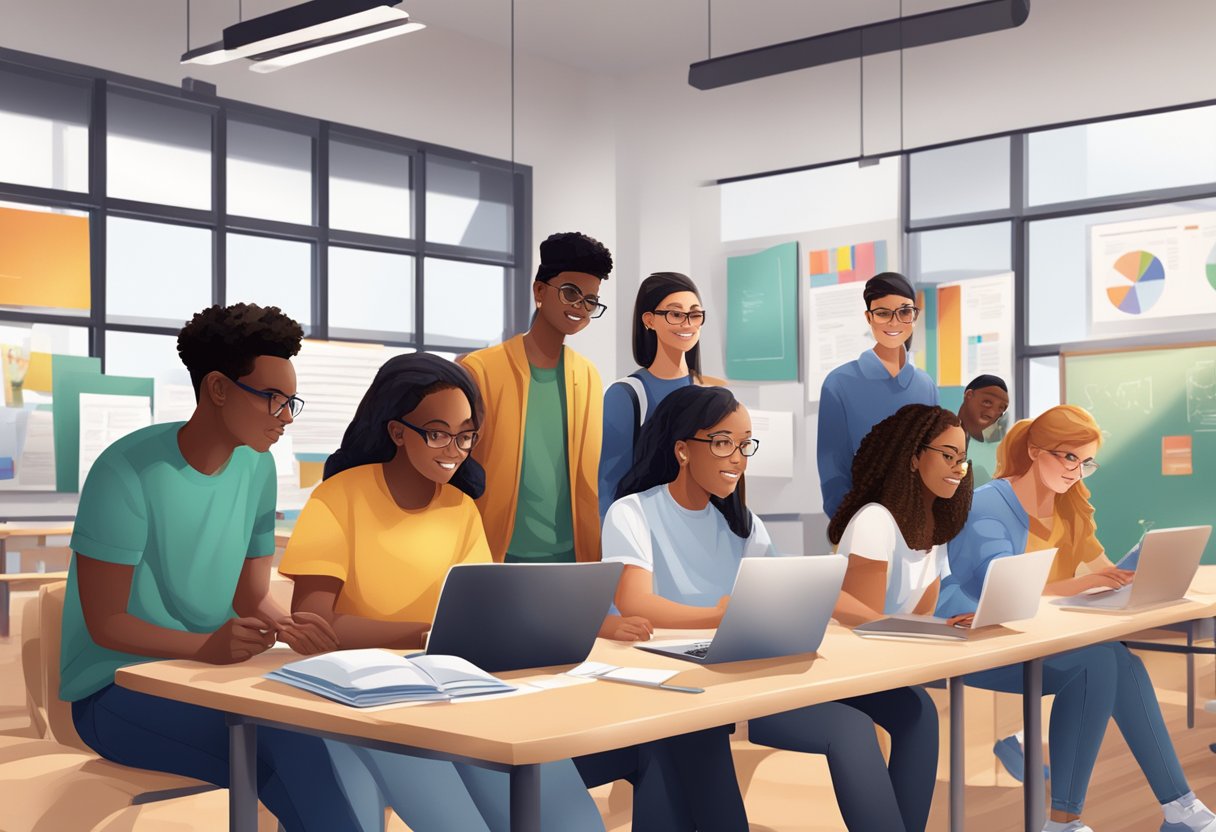 New Trends in Reading Comprehension Education: For Tomorrow's Learners reading comprehension,education LearningMole A diverse group of students engage with digital and print materials in a modern classroom setting