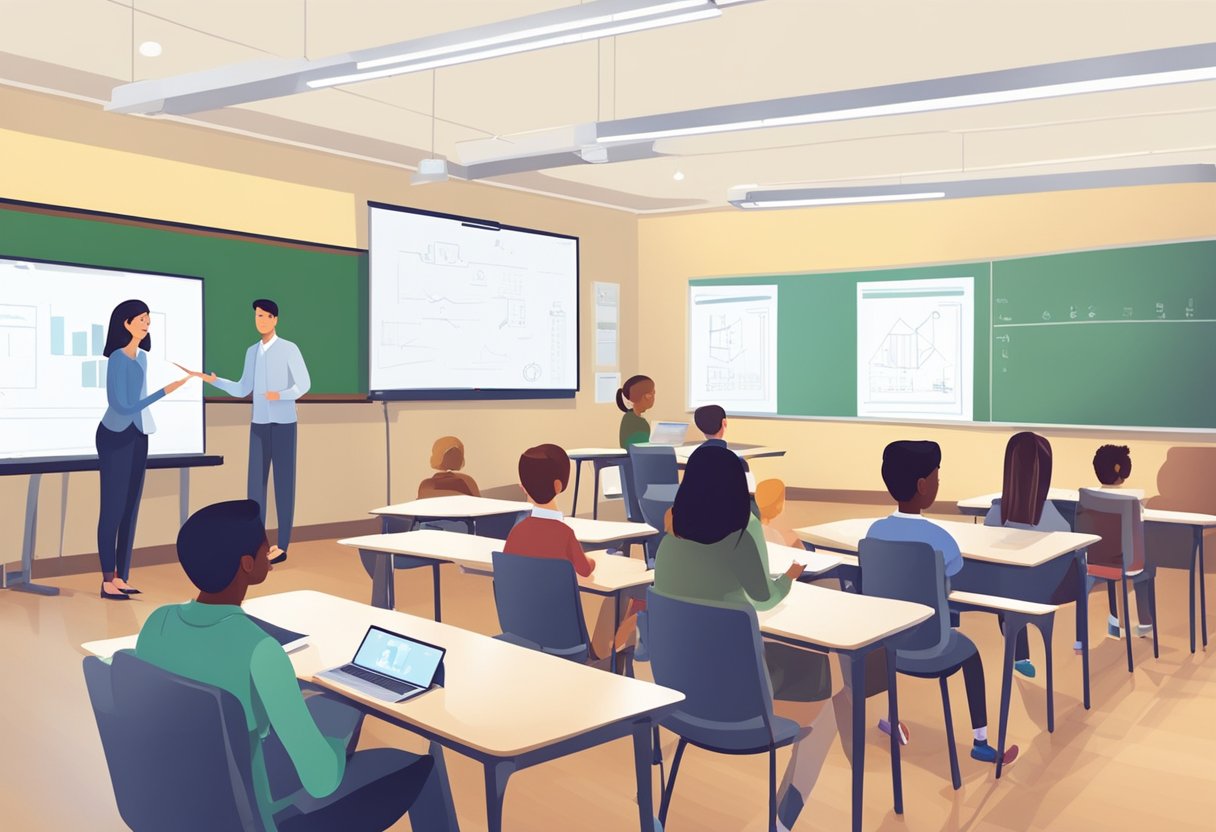 Exploring New Trends in Experiments Education: Innovative Teaching Methods experiment LearningMole A traditional classroom with students using tablets and interactive whiteboards, while a teacher leads a discussion on innovative educational methods