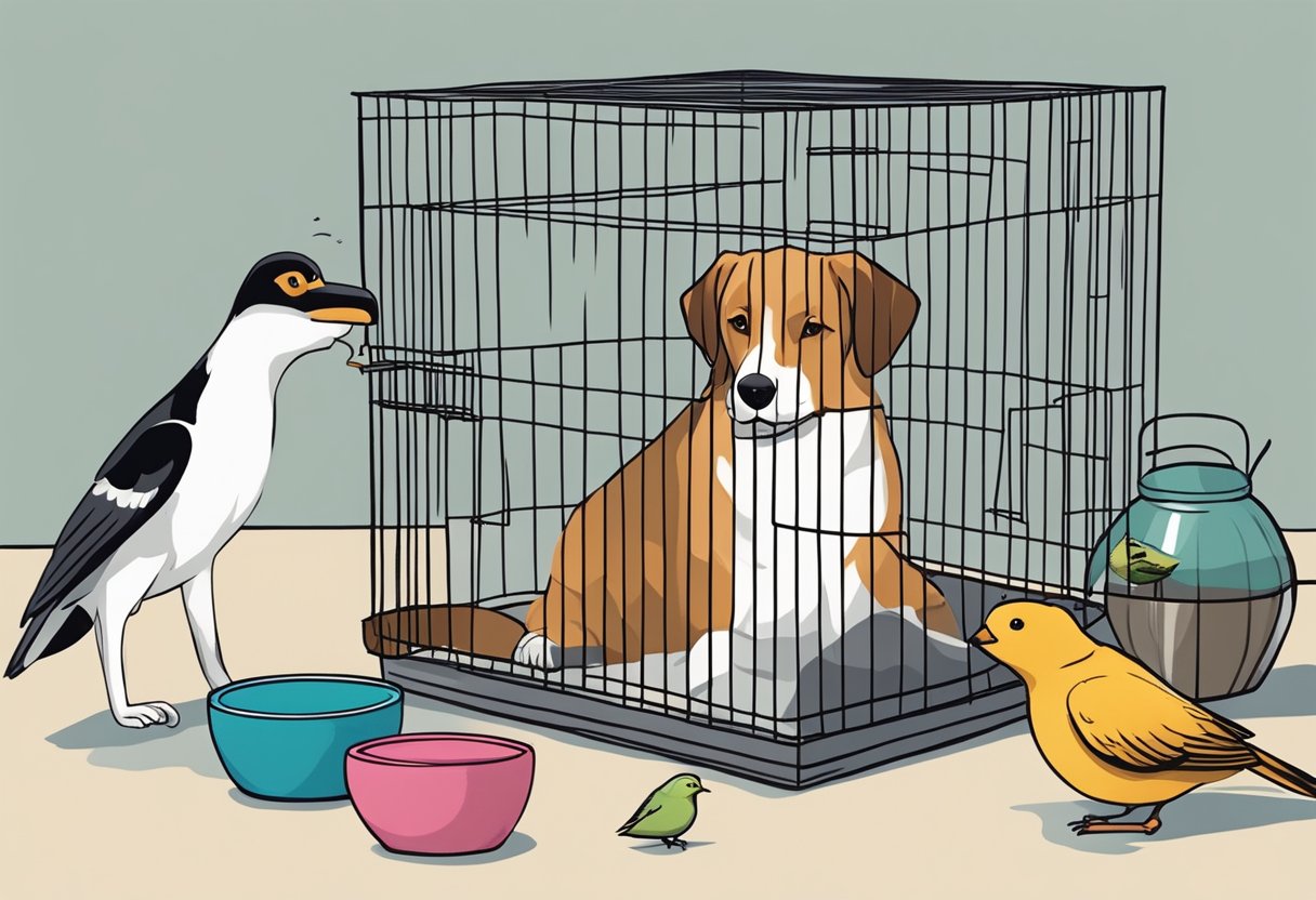 Human Body and Animals: Common Mistakes When Comparing Biology Human Body,animals LearningMole Various animals surrounded by common mistakes: a dog with a too-tight collar, a cat with an empty water bowl, and a bird in a small cage