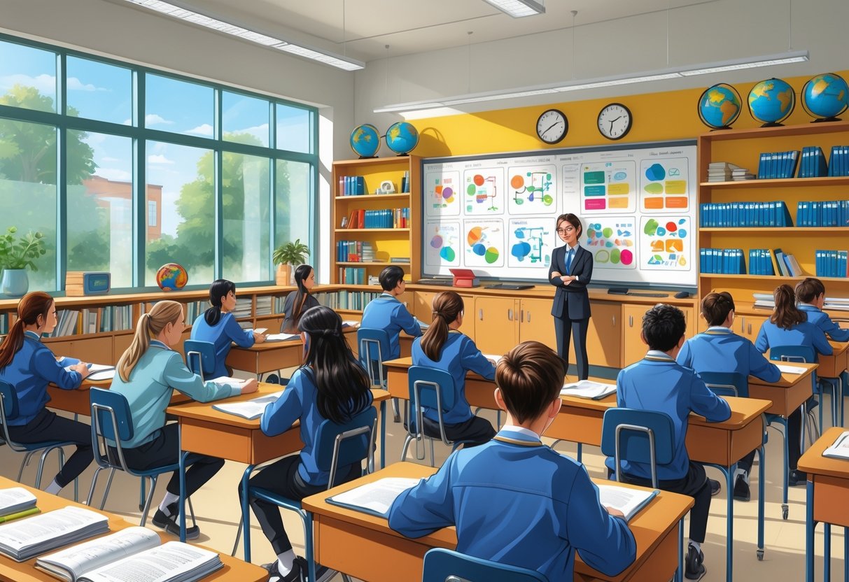 Teaching Resources UK: Essential Guides, Tools & Lesson Plans LearningMole A secondary school classroom in the UK with students and a teacher engaged in a lesson surrounded by teaching materials and educational displays.