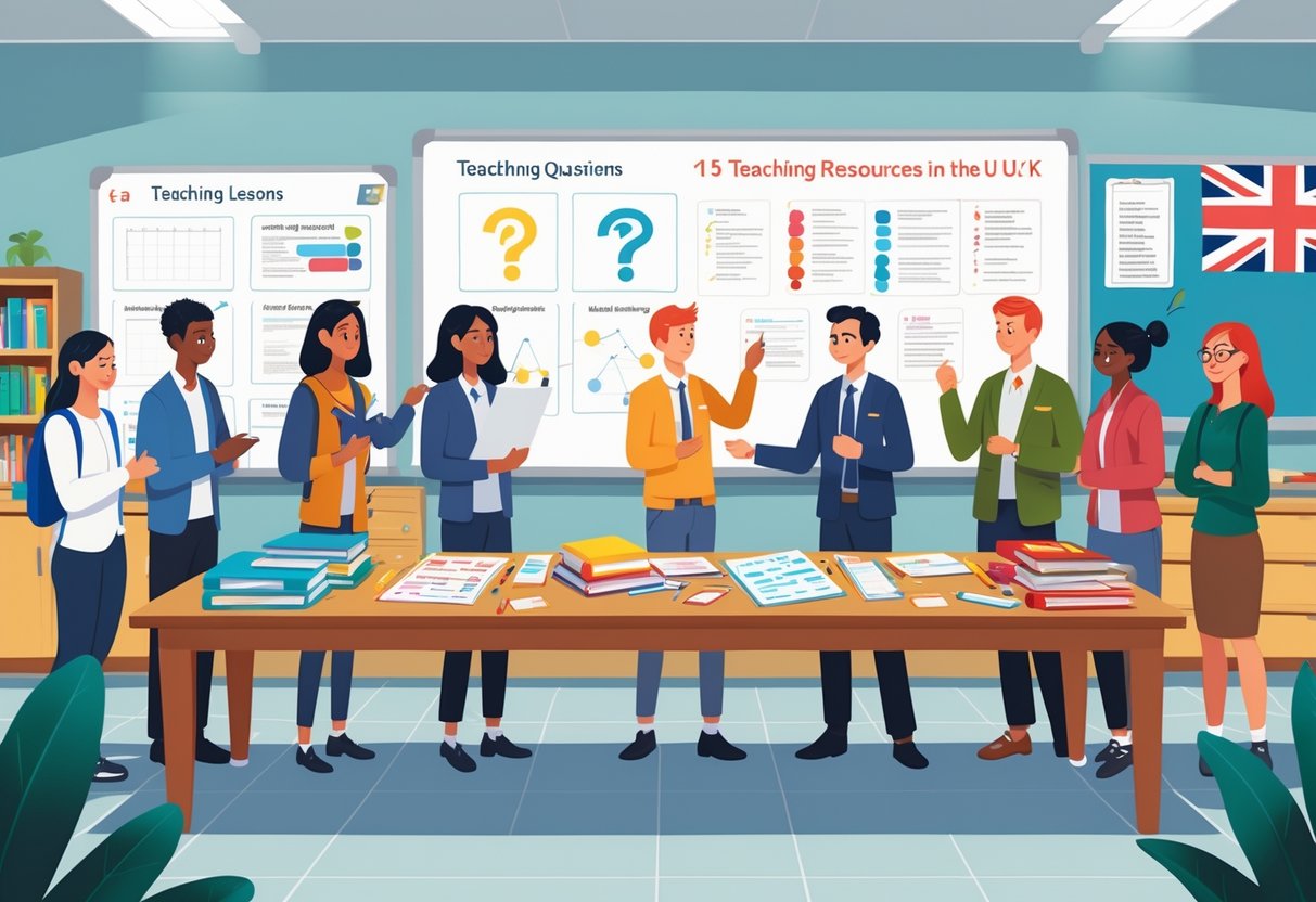 Teaching Resources UK: Essential Guides, Tools & Lesson Plans LearningMole A group of teachers and students collaborating around a table with books and educational materials in a UK classroom.