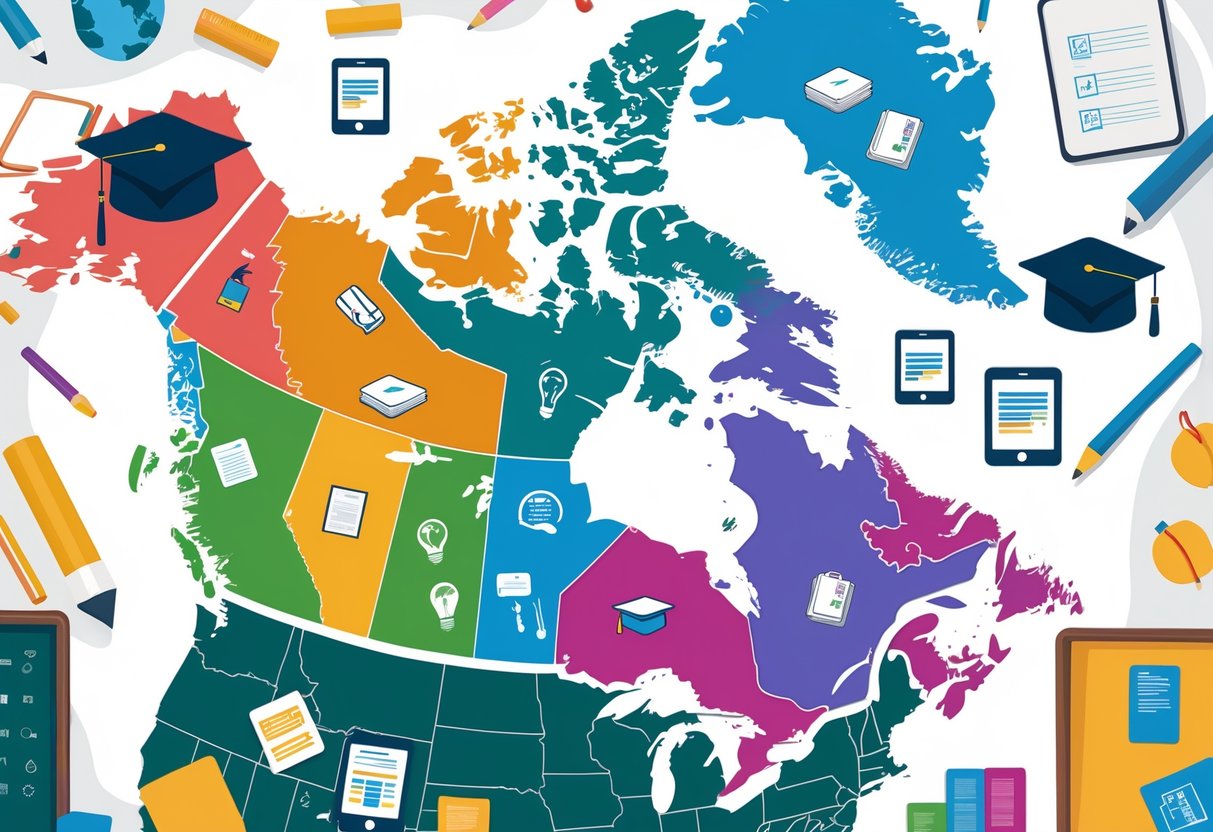 Teaching Resources Canada: Comprehensive Guide for Teachers LearningMole Map of Canada showing provinces with icons representing teaching resources distributed across the regions.