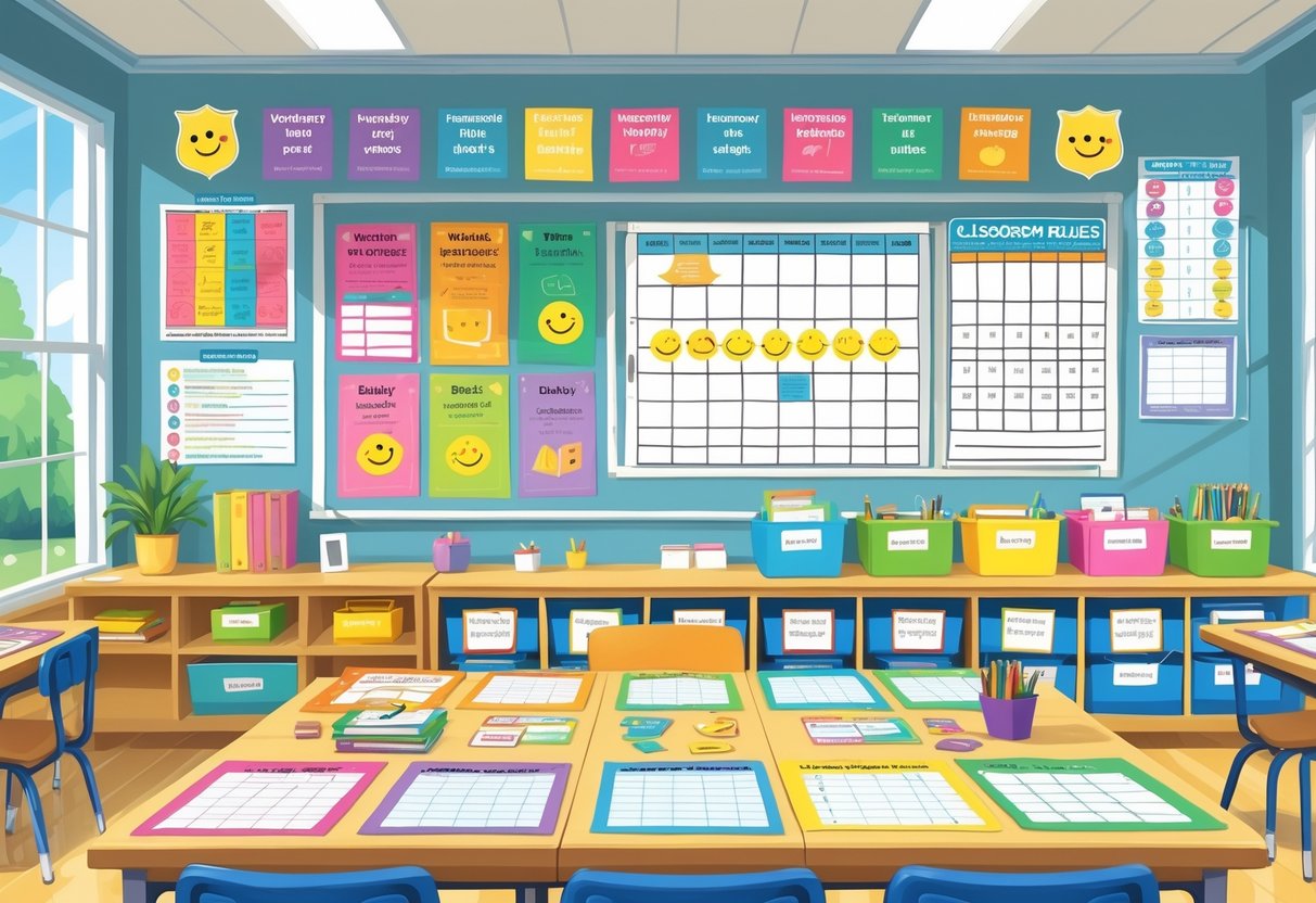 Free Teaching Resources: The Ultimate Guide for Educators LearningMole A tidy classroom with charts, behaviour tracking tools, schedules, and teaching resources displayed around the room, showing an organised learning environment.