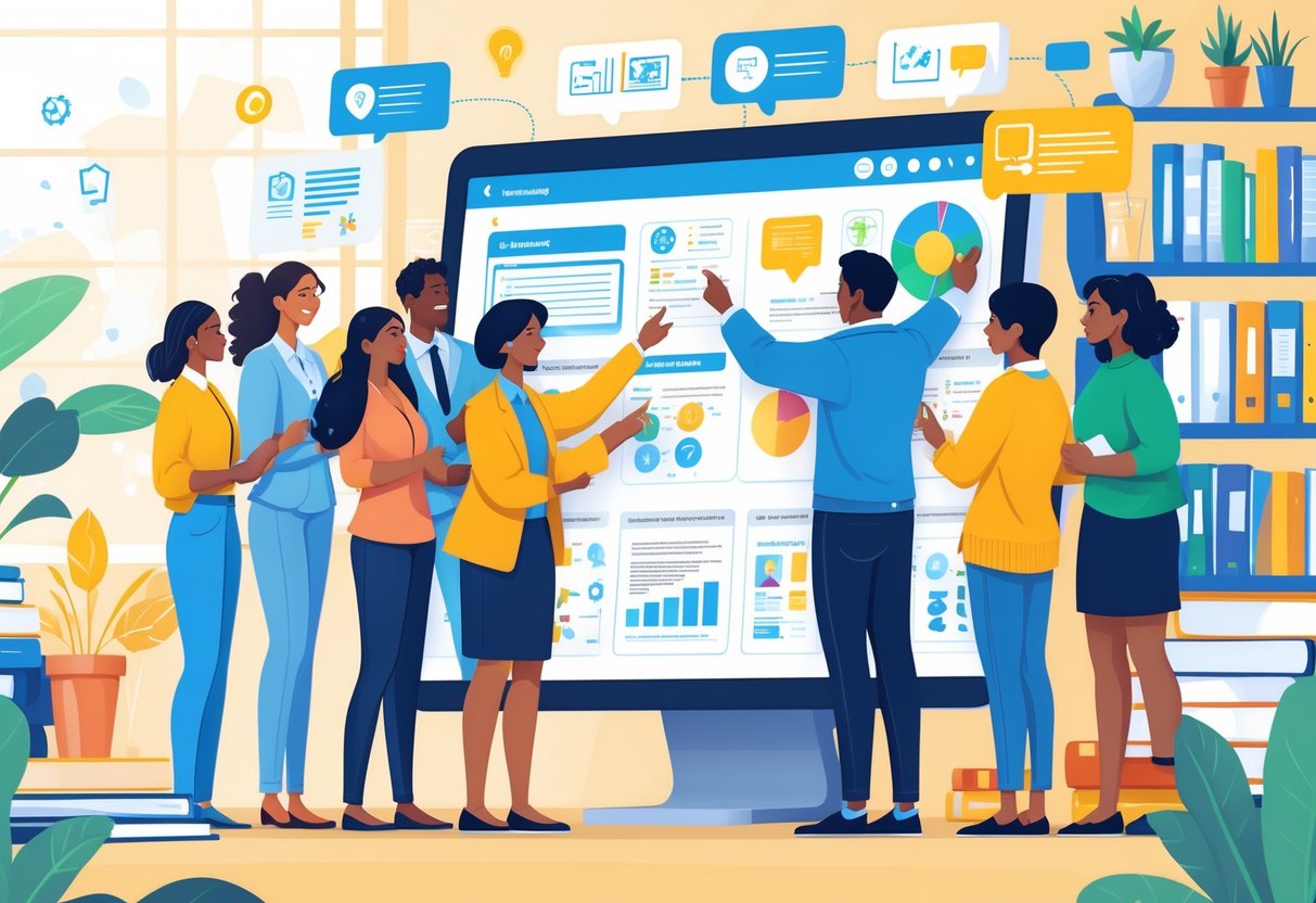 Teaching Resources Online: Top Sites, Tools & Tips for Educators LearningMole A group of diverse educators working together around a large digital screen sharing teaching materials in a bright, modern workspace.