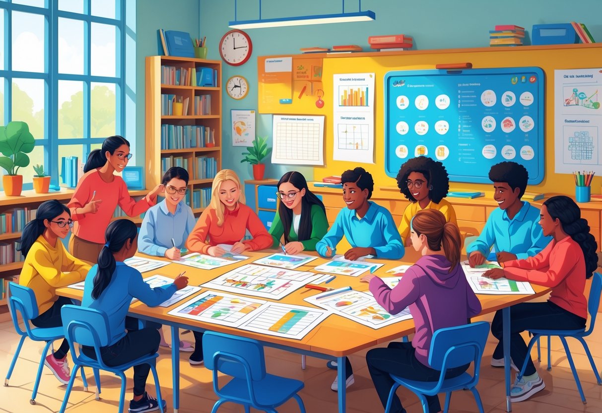 Downloadable Teaching Resources: The Ultimate Guide for Educators LearningMole A classroom with students and a teacher working together at a table filled with worksheets and learning materials.