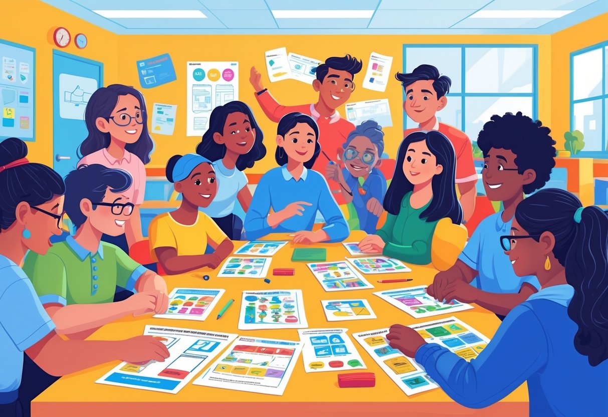 Downloadable Teaching Resources: The Ultimate Guide for Educators LearningMole A group of diverse learners and a teacher working together around a table with colourful educational materials in a bright classroom.