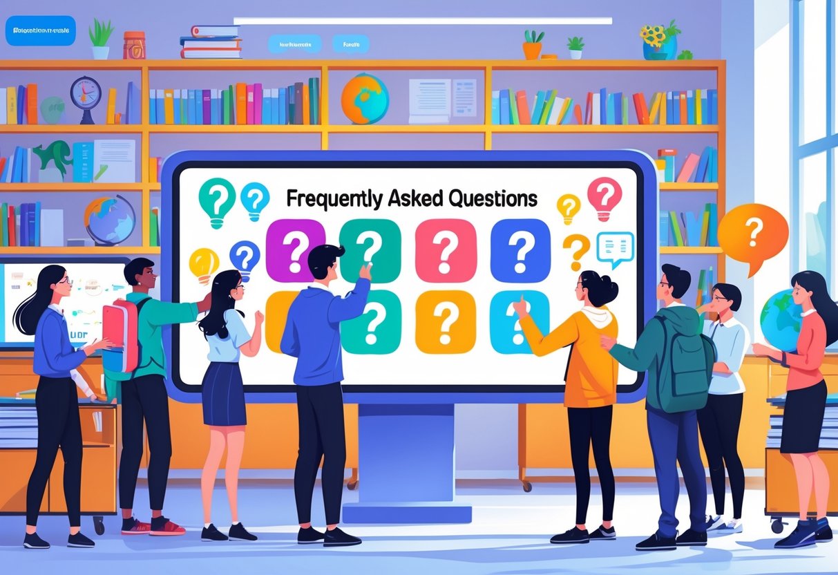 Educational Materials: Essential Resources for Effective Learning LearningMole A group of people gathered around a digital screen showing question and answer icons in a bright classroom with bookshelves and educational materials.