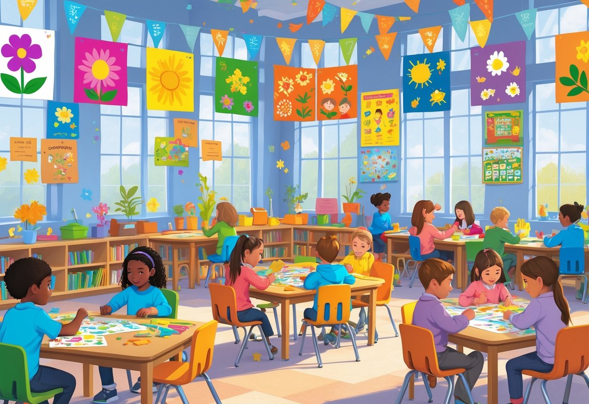 KS2 Teaching Resources: Top Tools, Ideas & Planning Support For Teachers LearningMole A classroom with children engaged in seasonal and event-based activities, surrounded by colourful decorations and educational materials.