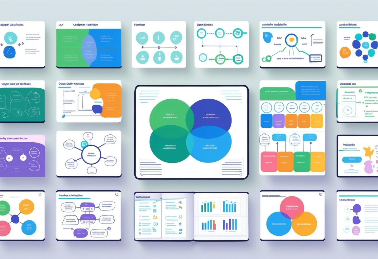 Grade 5 Teaching Resources: The Complete Guide for Teachers LearningMole A collection of colourful graphic organisers including Venn diagrams, flowcharts, mind maps, and storyboards arranged neatly on a white background.