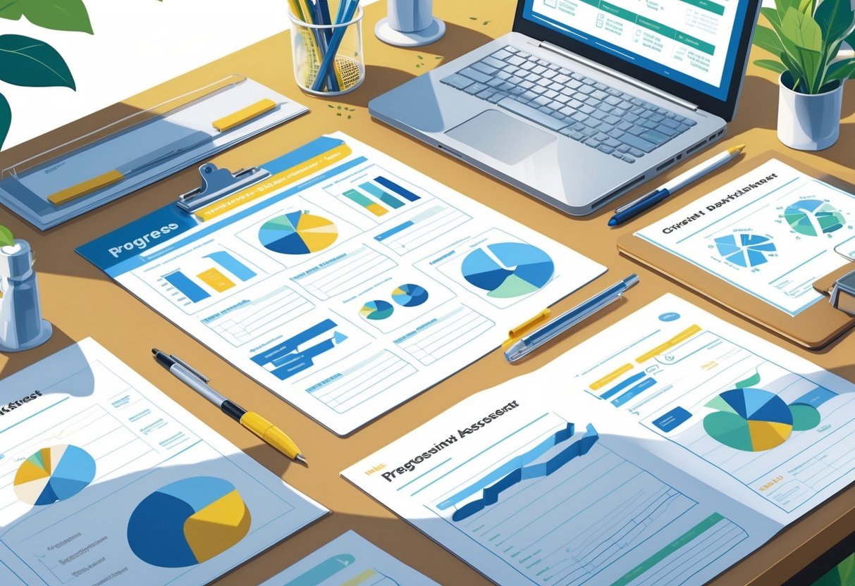 Printable Worksheets: The Ultimate Guide to Free Resources by Year LearningMole A tidy desk with worksheets, stationery, and a laptop showing progress charts for tracking and assessment.