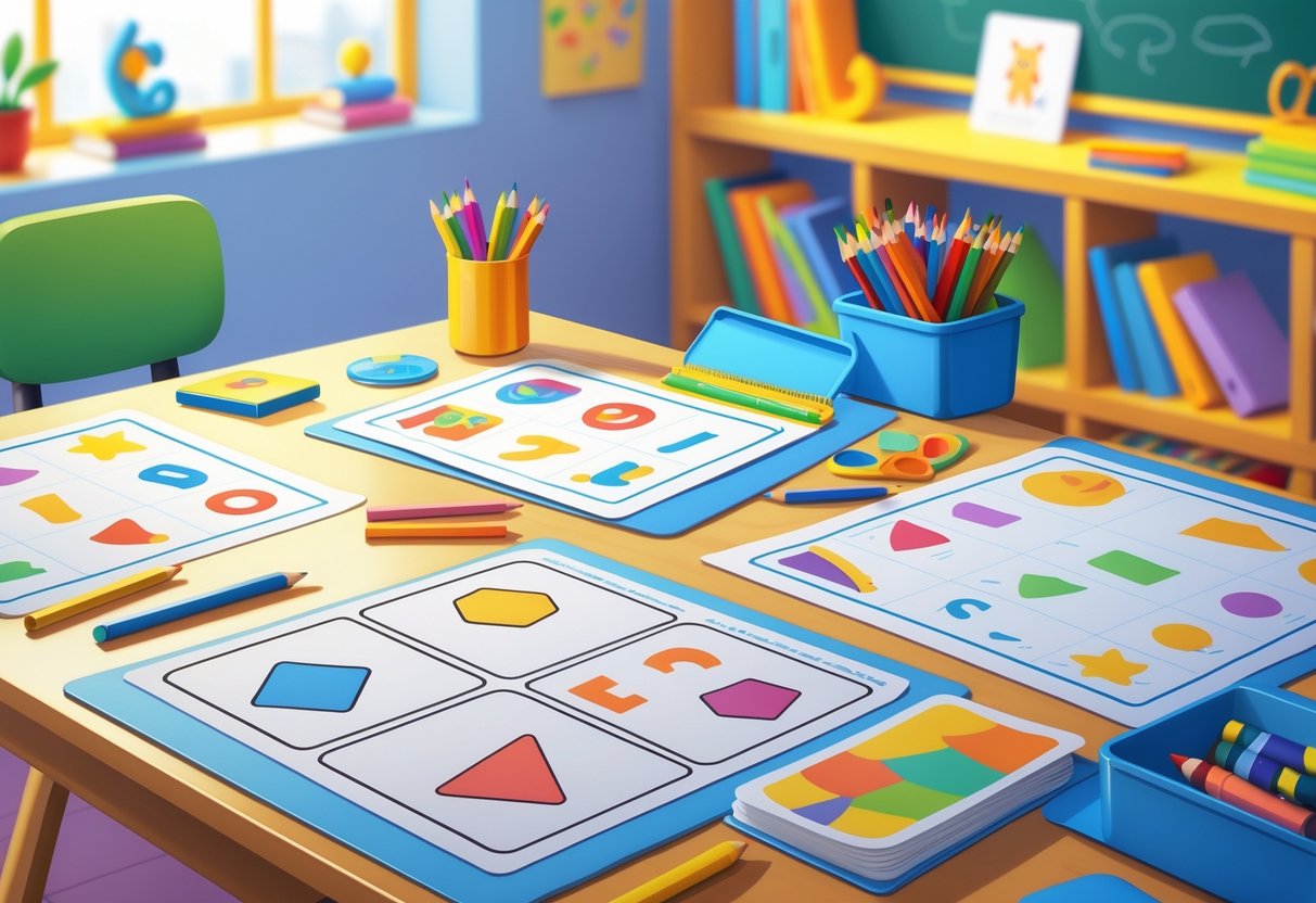 Editable Worksheets: The Essential Guide for Teachers and Students LearningMole A classroom desk with colourful early learning worksheets, pencils, and crayons, surrounded by books and educational toys.