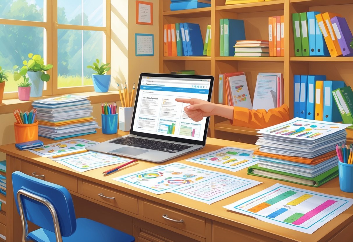 Homework Sheets: Ideas, Tips & Printables for Every School Year LearningMole A study desk with homework sheets, educational materials, and a laptop in a bright room.